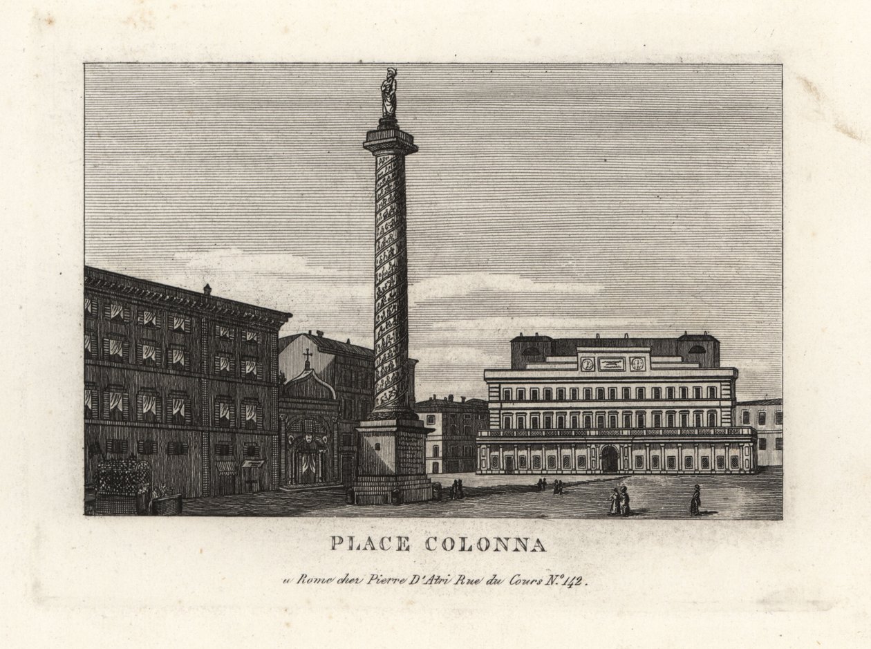 Vista de la Piazza Colonna con la Columna de Marco Aurelio, Roma de Unbekannt