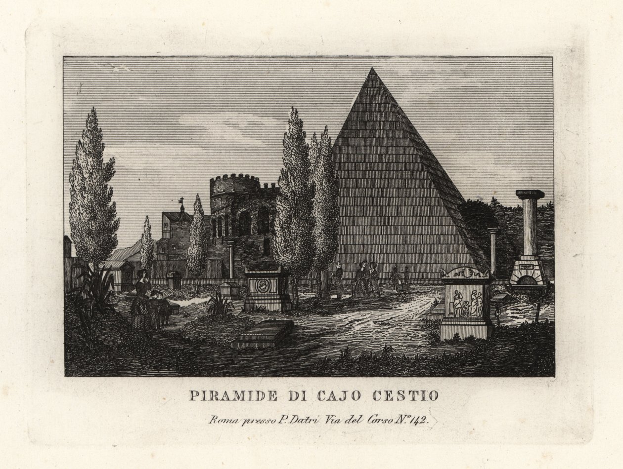 Vista de la Pirámide de Cestio, Piramide di Cajo Cestio, Roma de Unbekannt