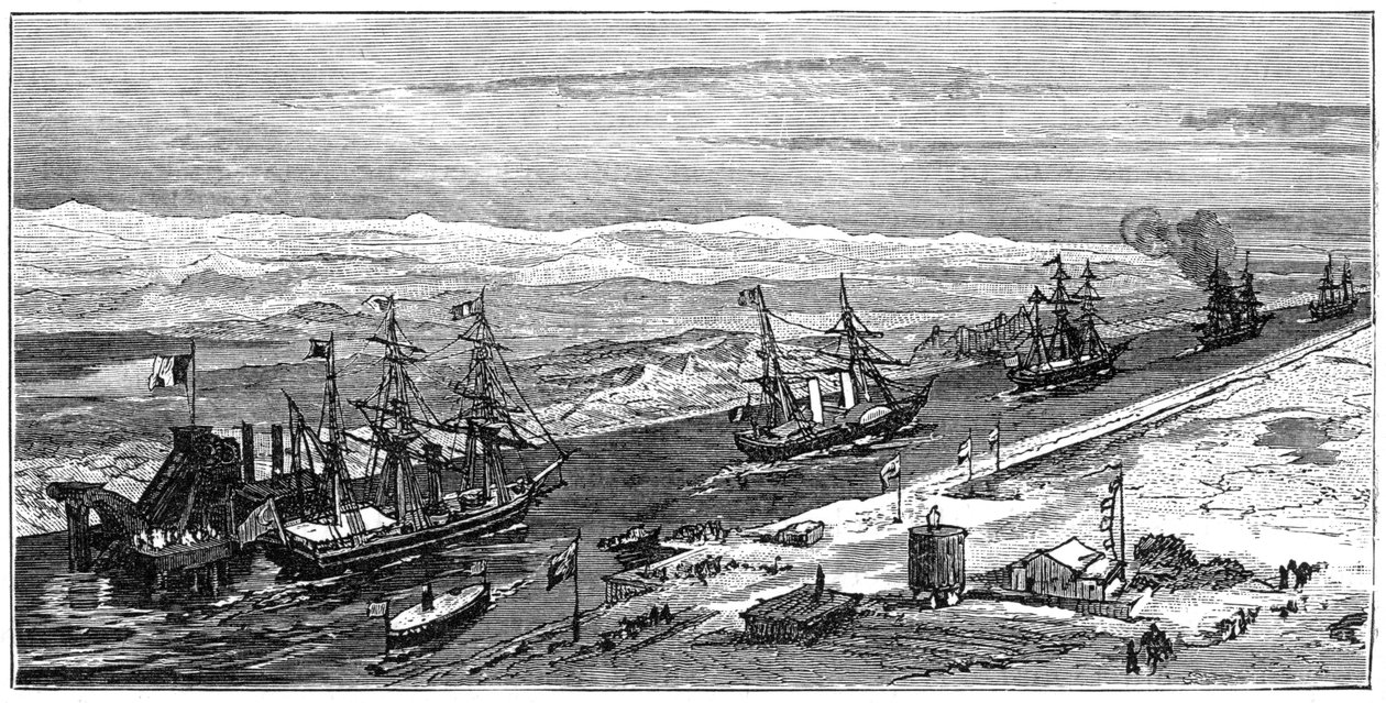 Vista del Canal de Suez, Egipto, 1900 de Unbekannt