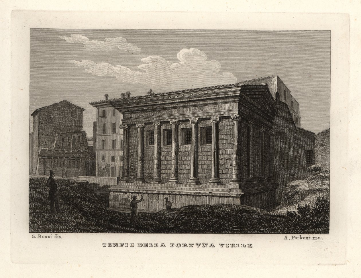 Vista del Templo de Portunus, Tempio di Portuno o Tempio della Fortuna Virile de Unbekannt