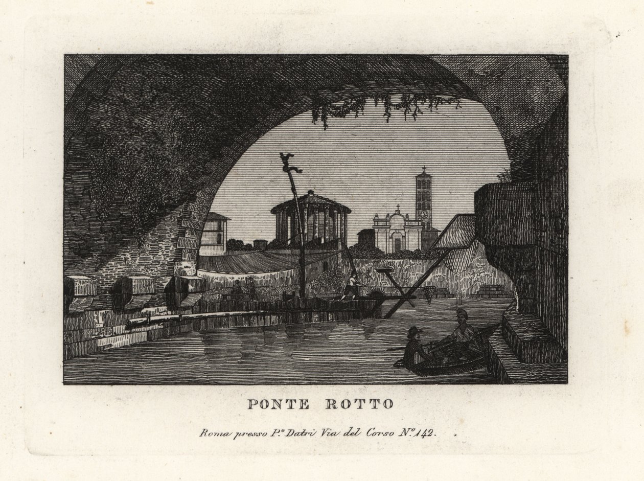 Vista del puente roto Ponte Rotto, Pons Aemilius, en el río Tíber, Roma de Unbekannt
