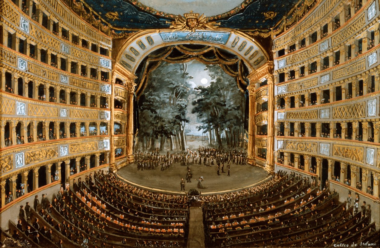 Vista del interior del Teatro San Carlo, Nápoles de Unbekannt