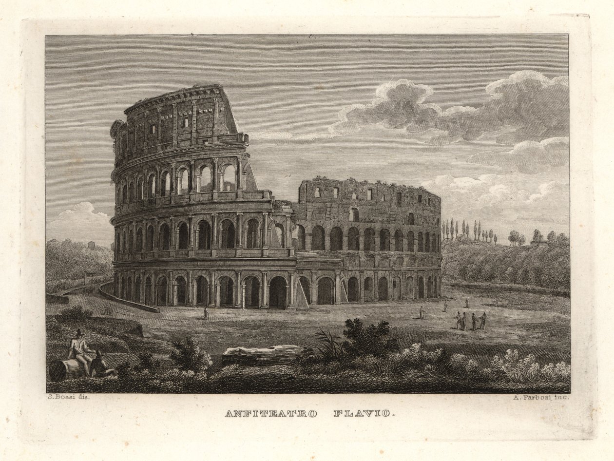 Vista de las ruinas del Anfiteatro Flavio, Roma de Unbekannt