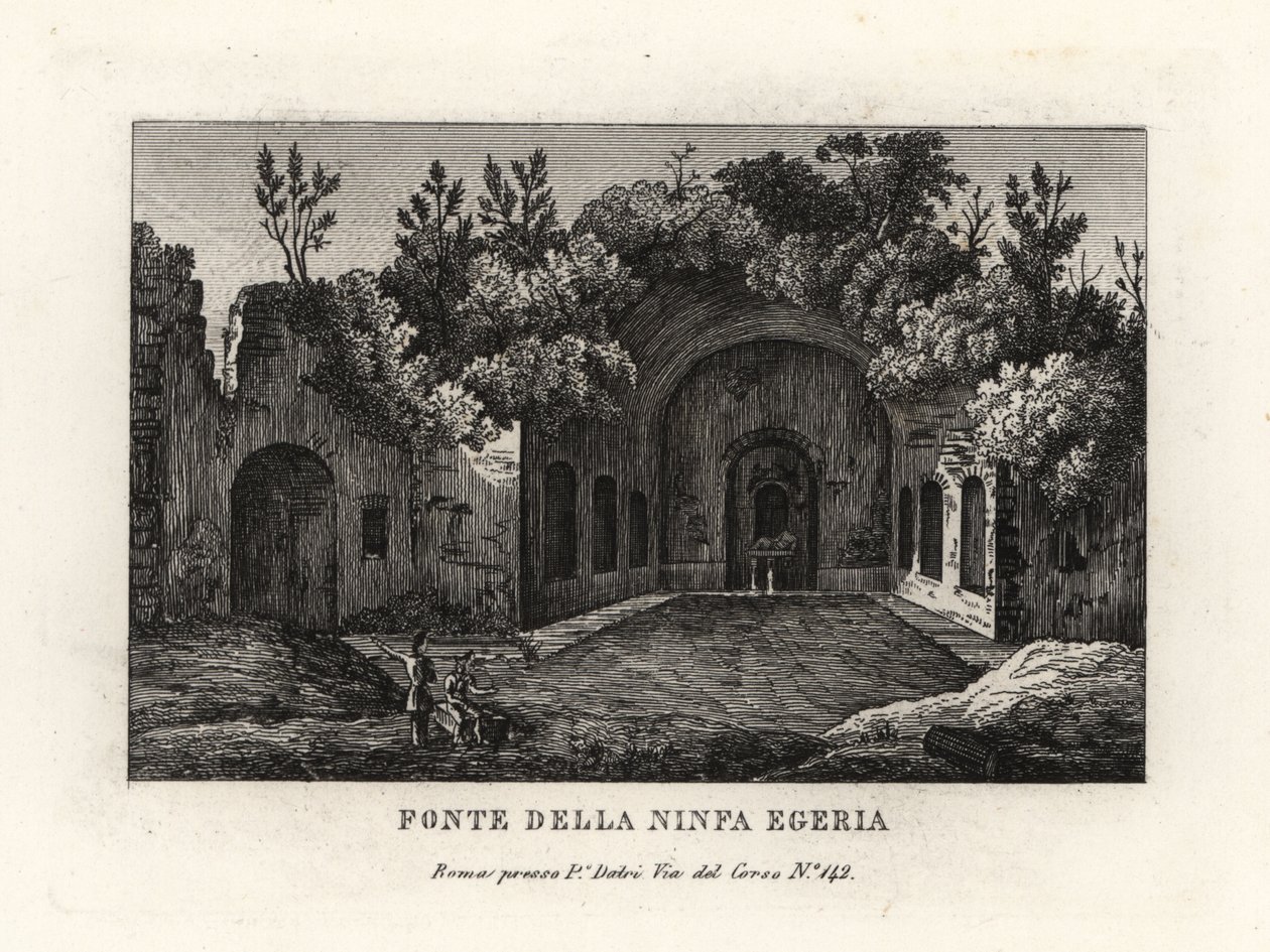 Vista del manantial de la ninfa Egeria, Ninfeo de Egeria, Roma de Unbekannt
