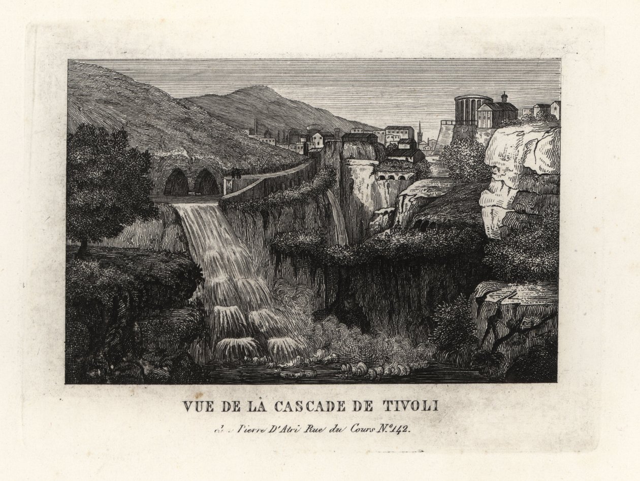 Vista de las cascadas en Tívoli, Italia de Unbekannt