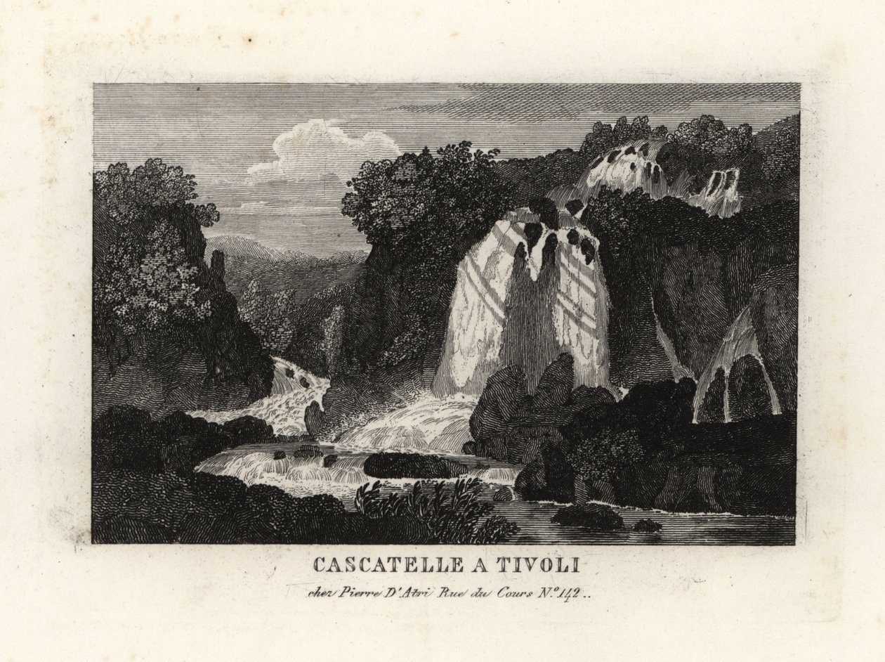 Vista de las cascadas en Tívoli, Italia de Unbekannt