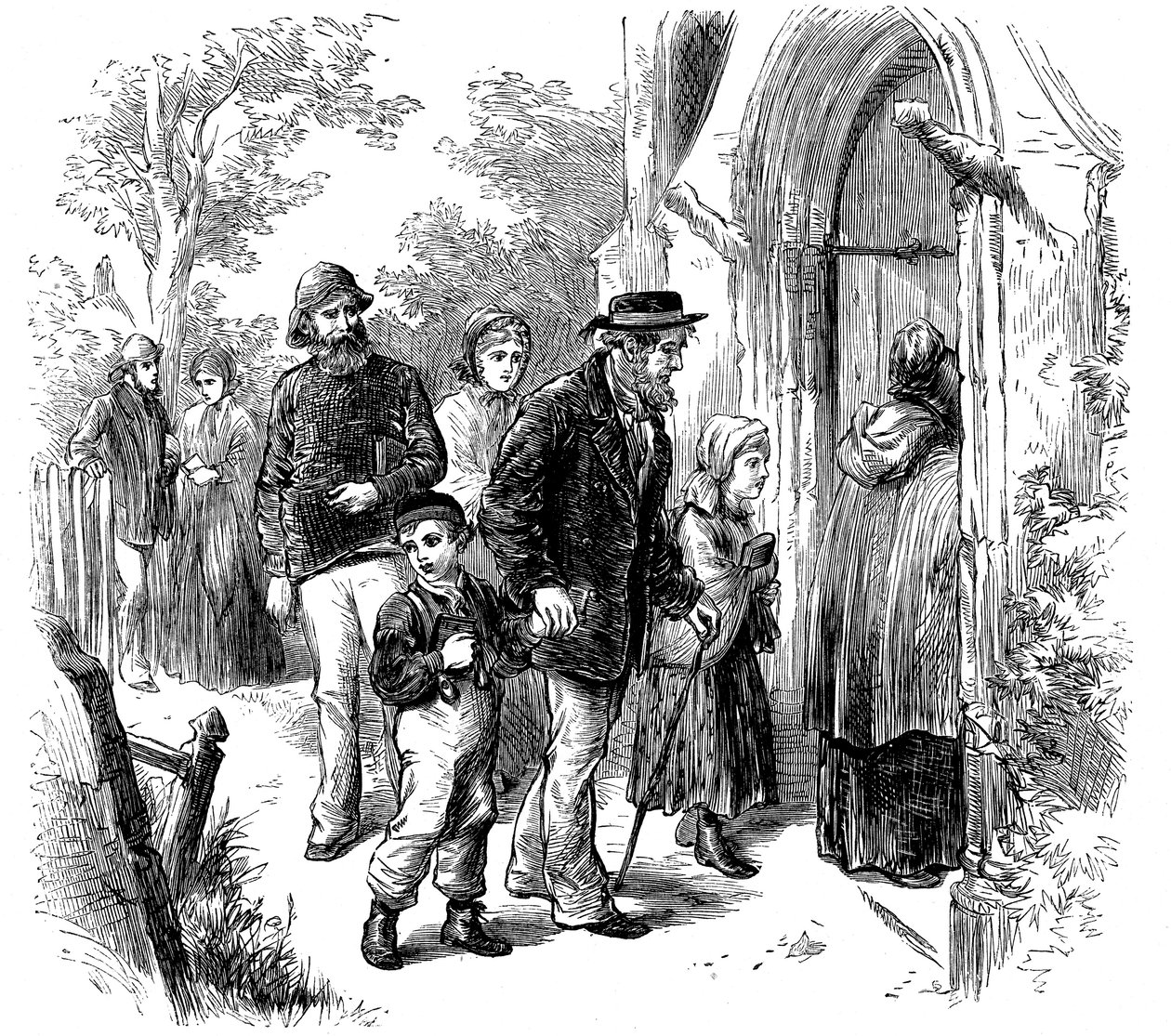 Aldeanos yendo a la iglesia el domingo, Londres, 1872 de Unbekannt