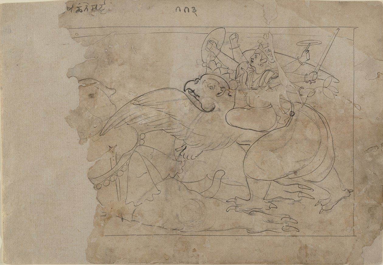 Vishnu en Garuda Matando a un Demonio, mediados del siglo XVIII de Unbekannt