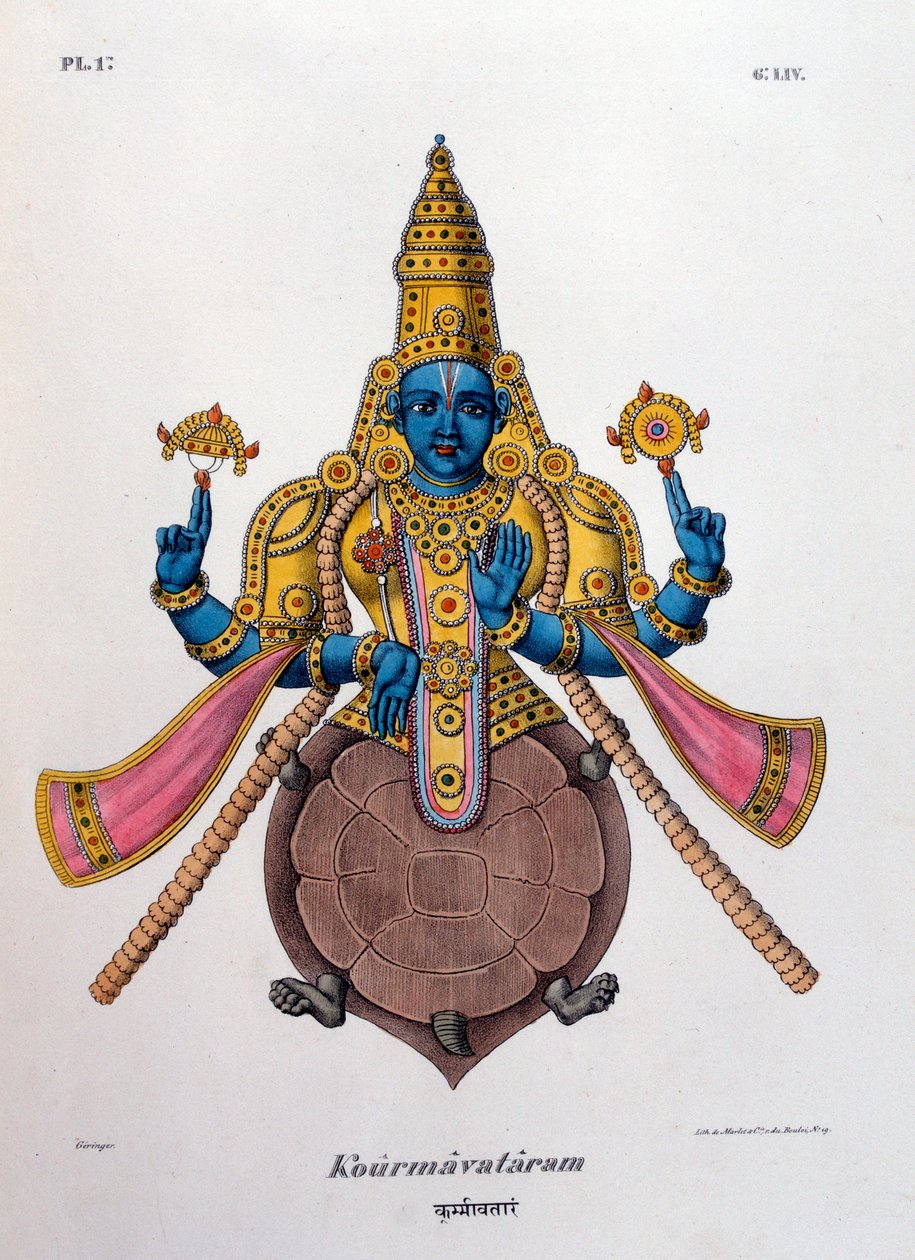 Vishnu, uno de los dioses de la trinidad hindú trimurti, 1828 de Unbekannt