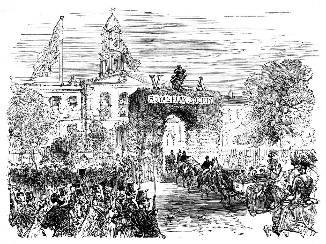Visita de la Reina y el Príncipe Alberto al Linen Hall, Belfast, c. 1850s, c. 1888 de Unbekannt