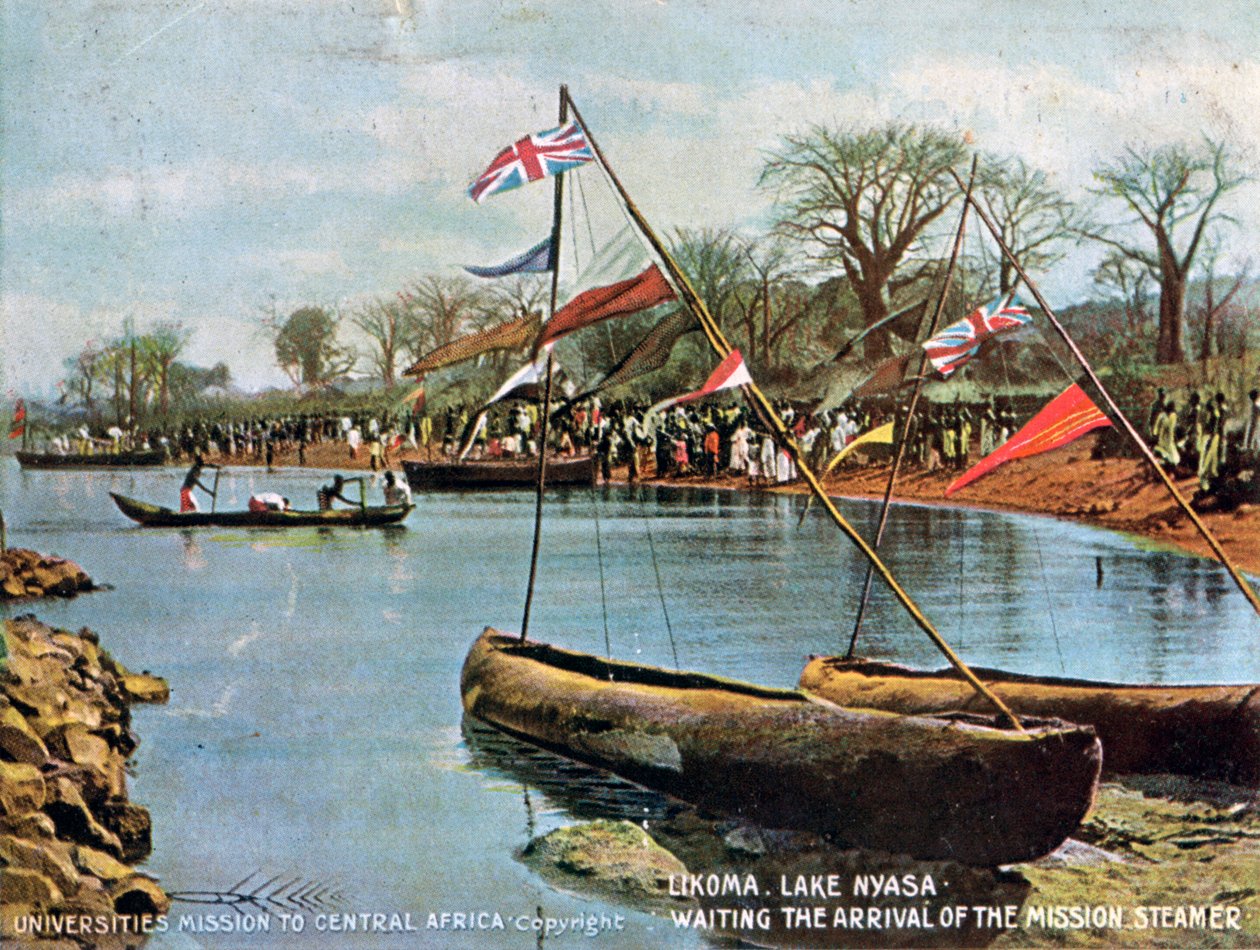 Esperando la llegada del vapor misionero, Likoma, Lago Nyasa, África, 1904 de Unbekannt