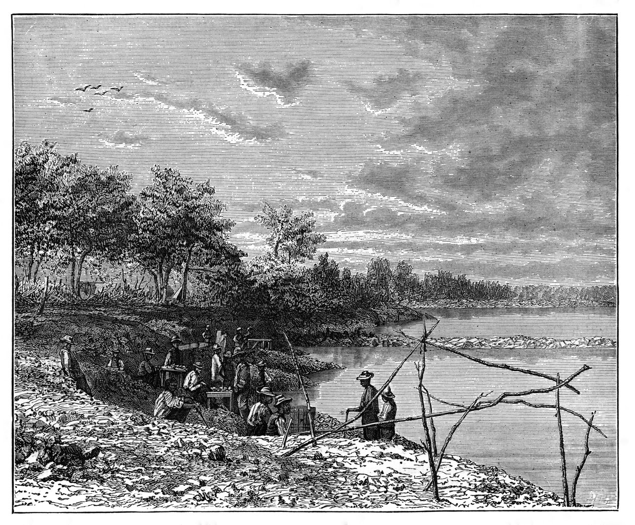 Lavando arena para diamantes en las orillas del río Vaal, Sudáfrica, c1890 de Unbekannt