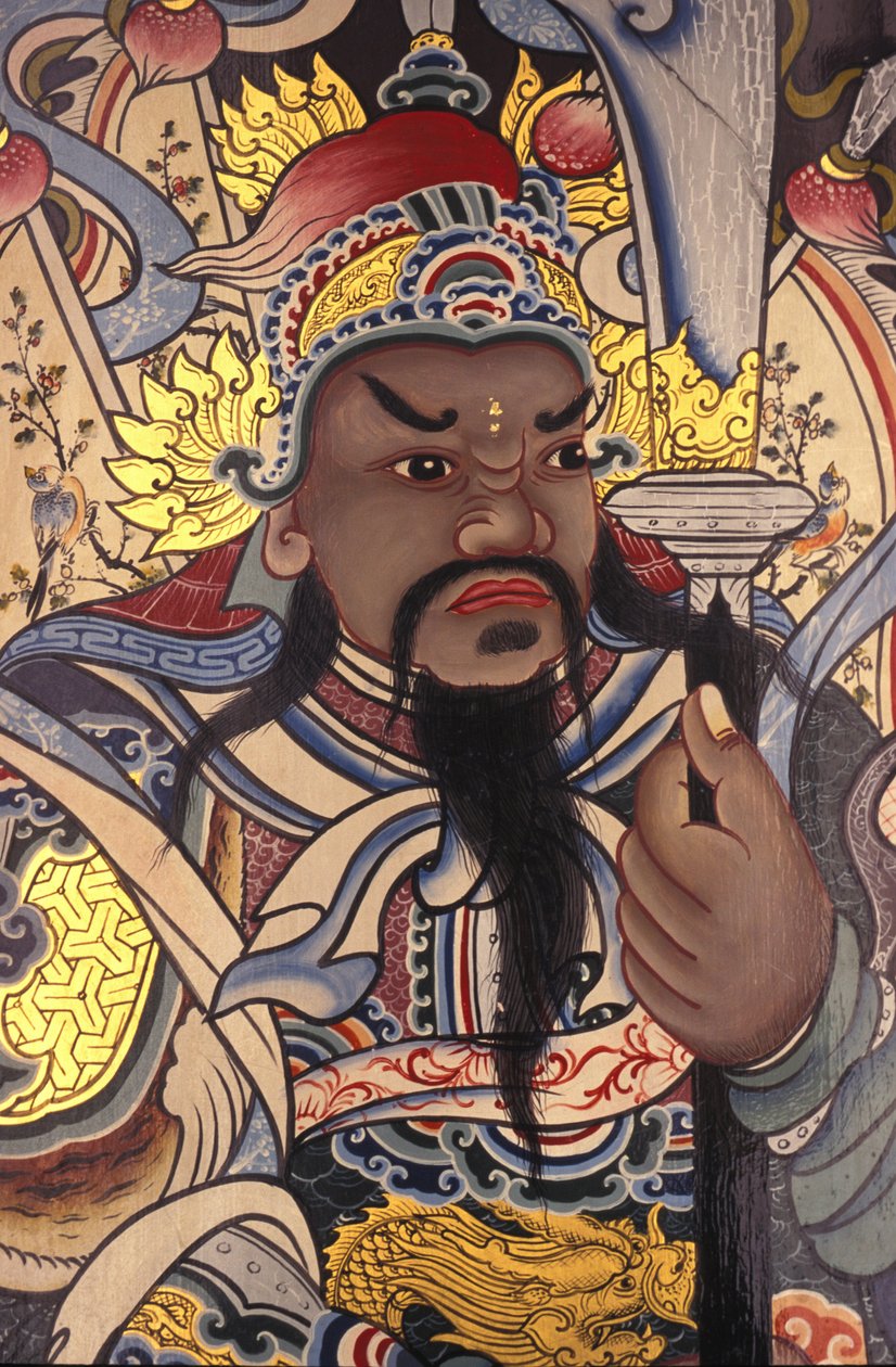 Guardián del templo budista Wat Pho pintado en la puerta, Bangkok, Tailandia de Unbekannt