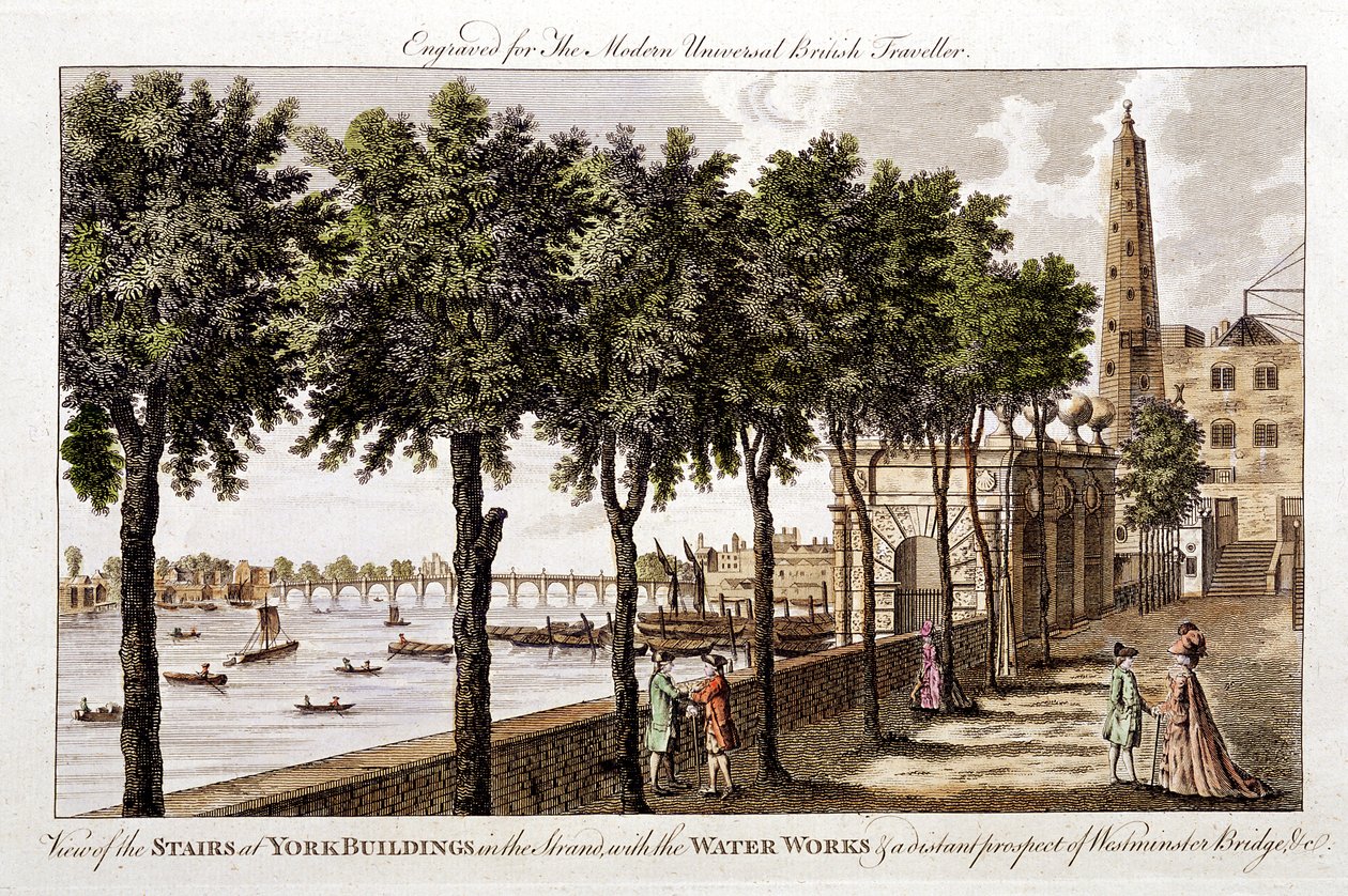 Obras hidráulicas en York Buildings, Strand, suministrando agua a Londres desde el Támesis, 1790 de Unbekannt