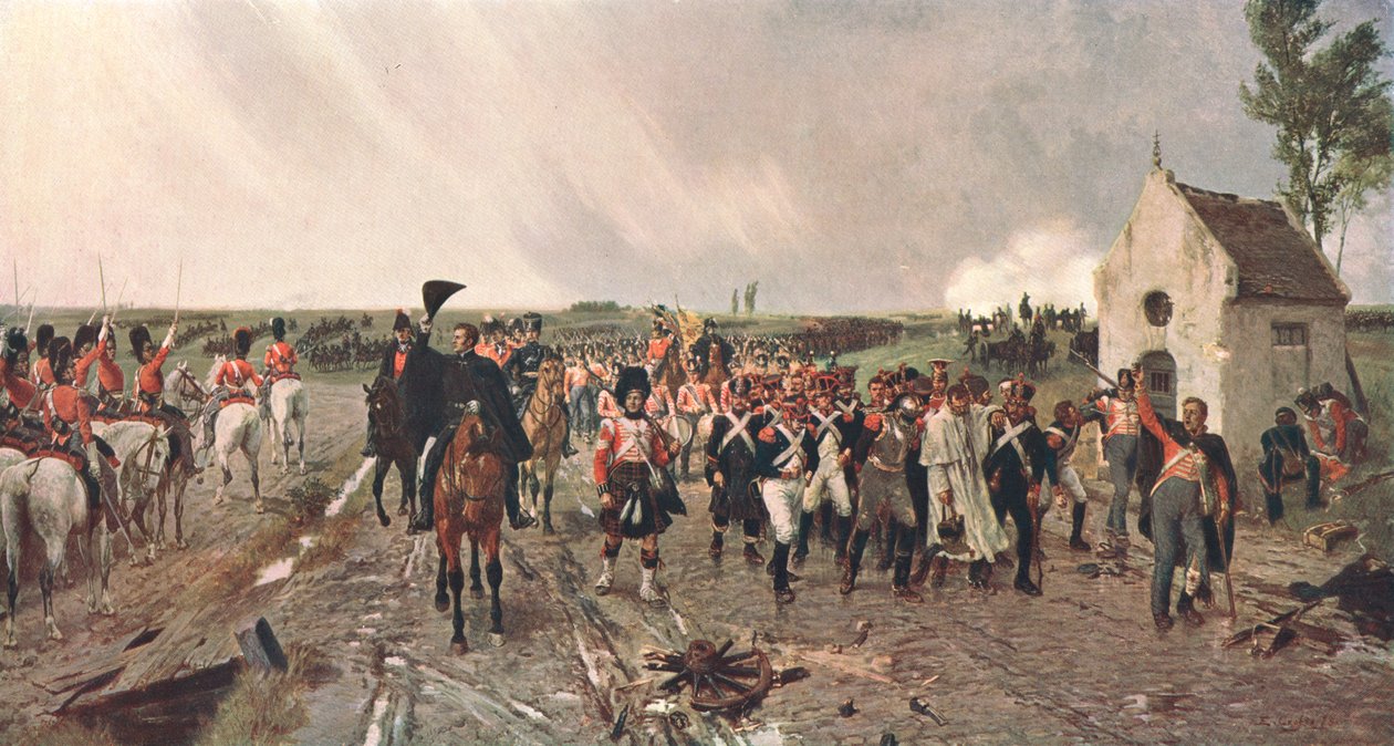 La marcha de Wellington de Quatre Bras a Waterloo, 1815, c1878, c1902 de Unbekannt