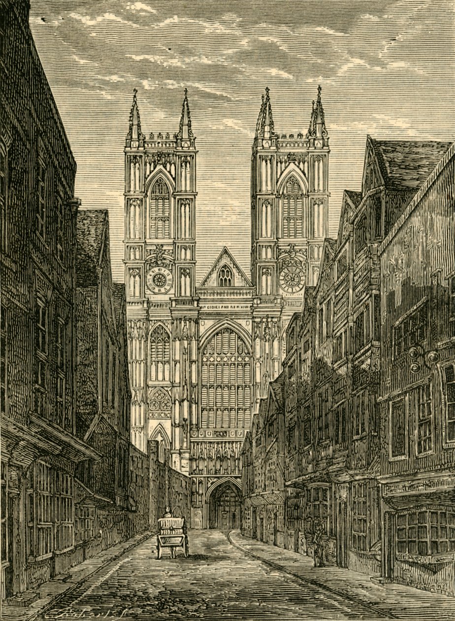 Fachada Oeste de la Abadía de Westminster, desde Tothill Street, 1881 de Unbekannt