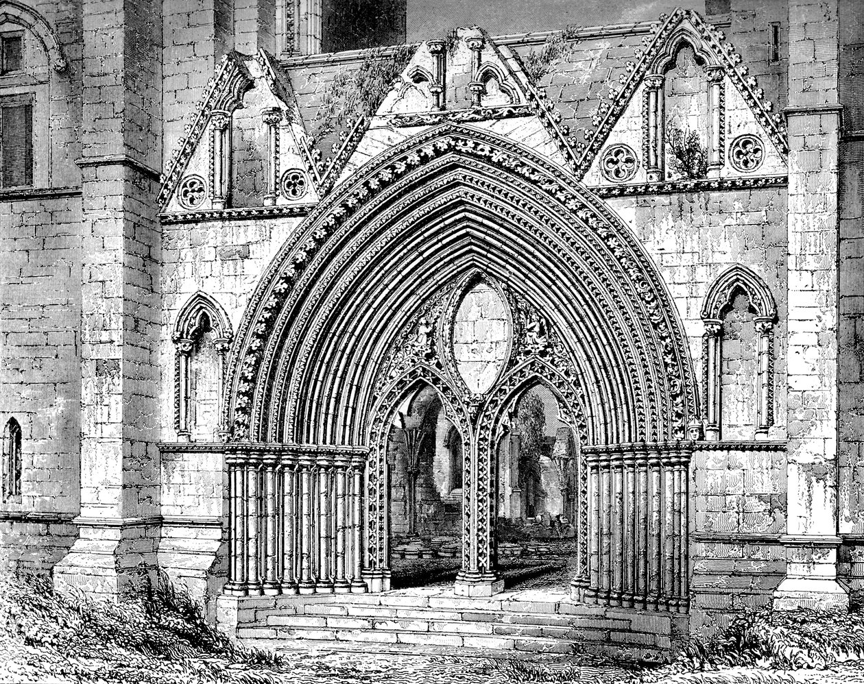 Puerta occidental de la Catedral de Elgin, Elgin, Moray, Escocia, 1908-1909 de Unbekannt