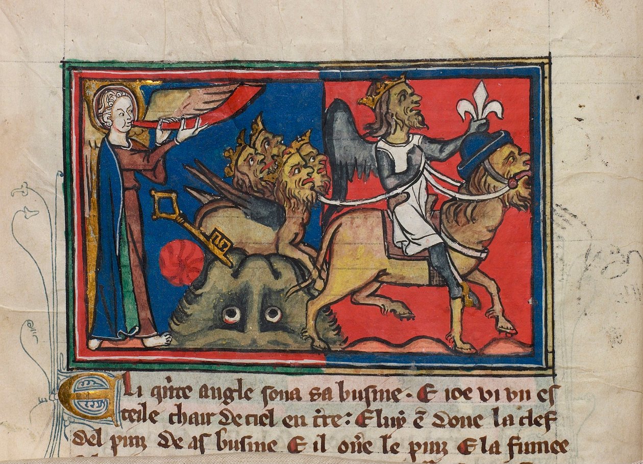 Cuando el quinto ángel tocó su trompeta... Miniatura de: Apocalipsis de San Juan, ca. 1320 de Unbekannt