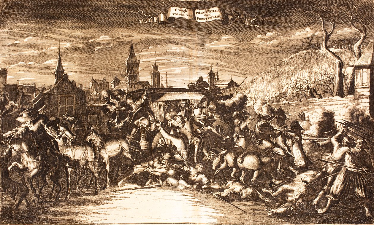 William Egon de Fürstenberg atacado en su carruaje en Colonia en 1674, 1675 de Unbekannt