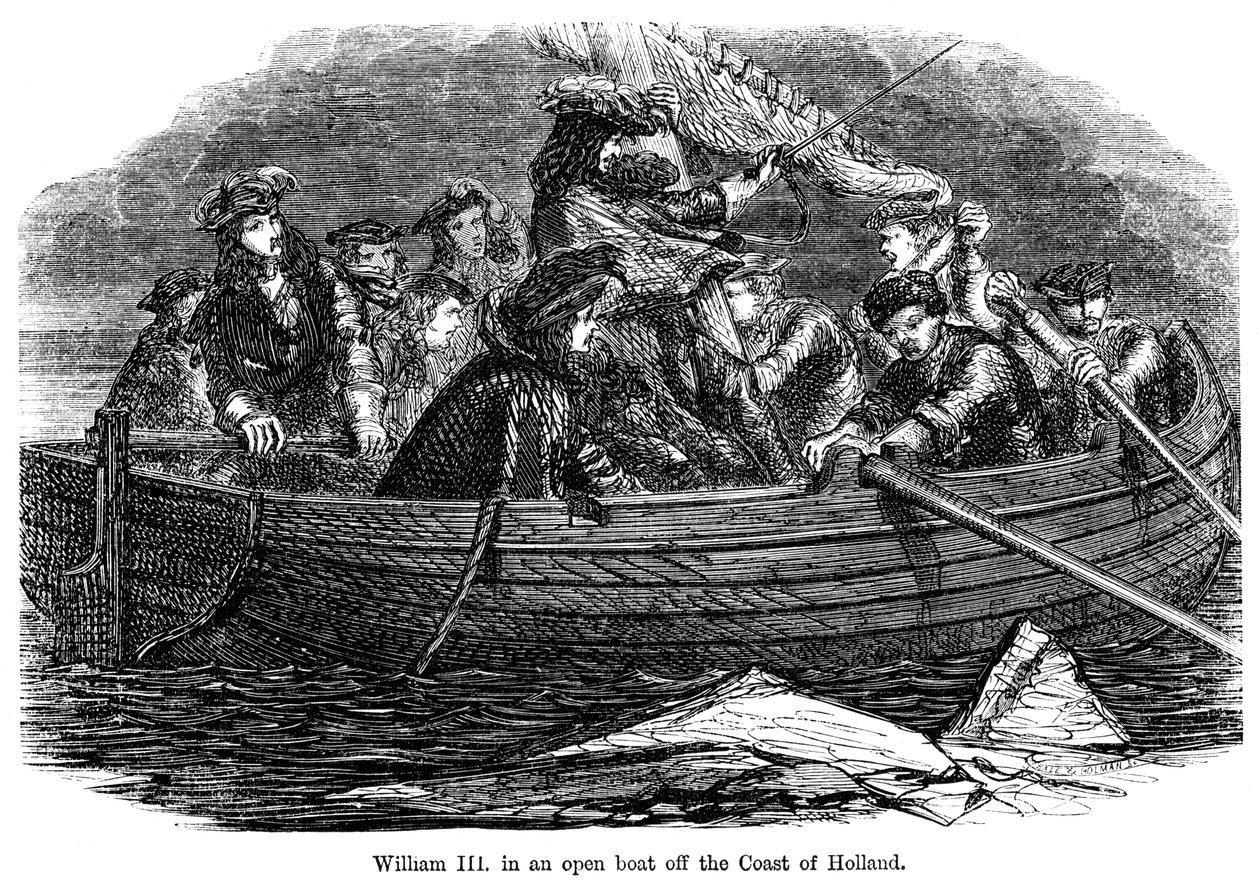 Guillermo III en un bote abierto frente a la costa de Holanda de Unbekannt