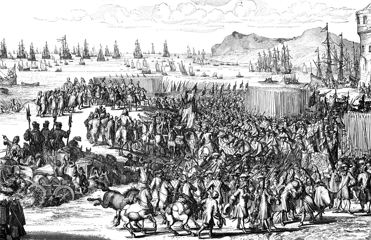Guillermo de Orange desembarcando con su ejército en Torbay, Devon, 5 de noviembre de 1688 de Unbekannt