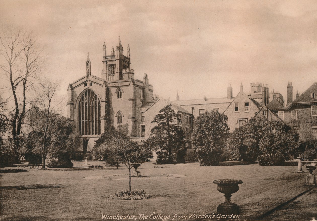Winchester College desde el jardín del guardián, Hampshire, principios del siglo XX de Unbekannt