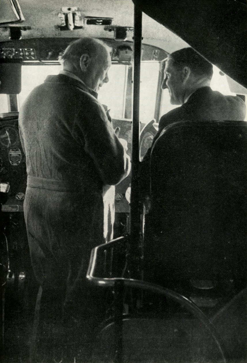 Winston Churchill hablando con el Capitán Shakespeare del hidroavión Berwick de Unbekannt