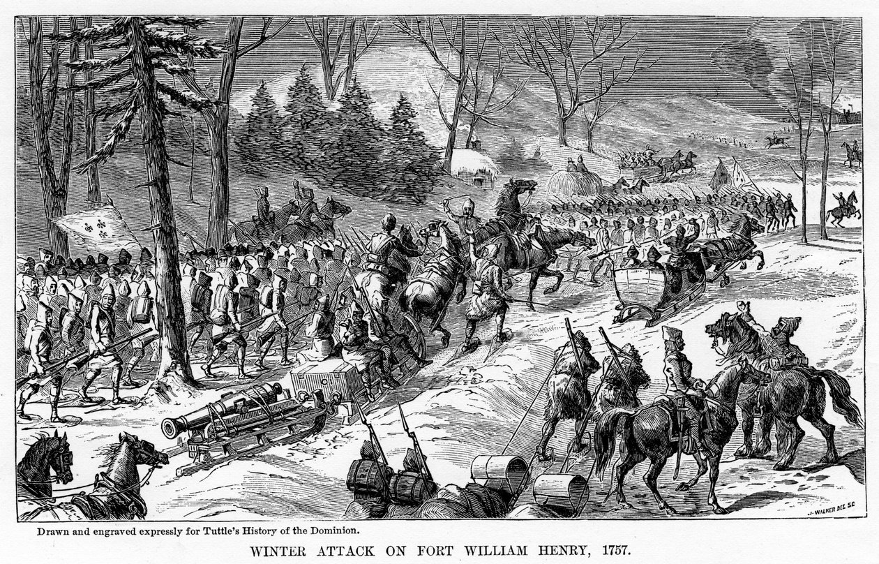 Ataque de invierno en Fort William Henry, Estado de Nueva York, 1757, c1877 de Unbekannt