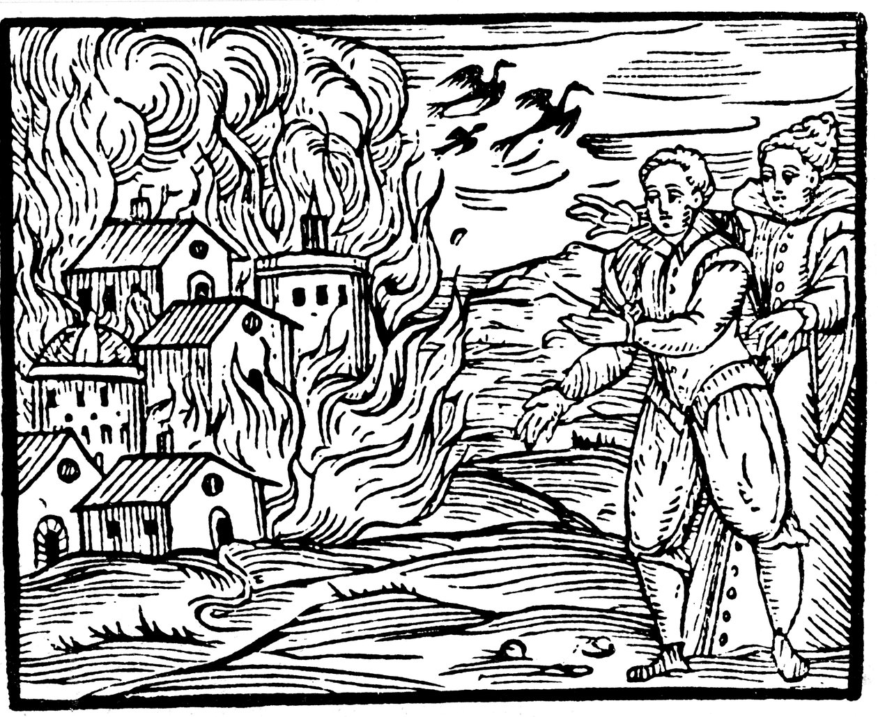 Brujas destruyendo una casa por fuego - Suabia, 1533 de Unbekannt
