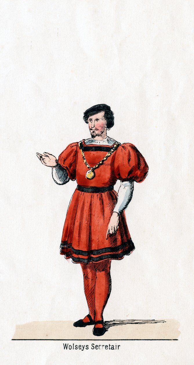 Secretario de Wolsey, diseño de vestuario para la obra de Shakespeare, Enrique VIII, siglo XIX de Unbekannt