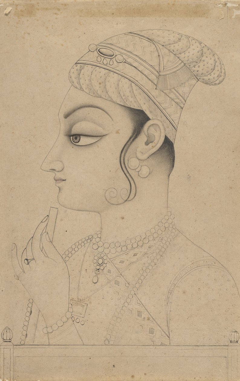 Mujer sosteniendo una flauta y vestida como Krishna, mediados a finales del siglo XVIII de Unbekannt