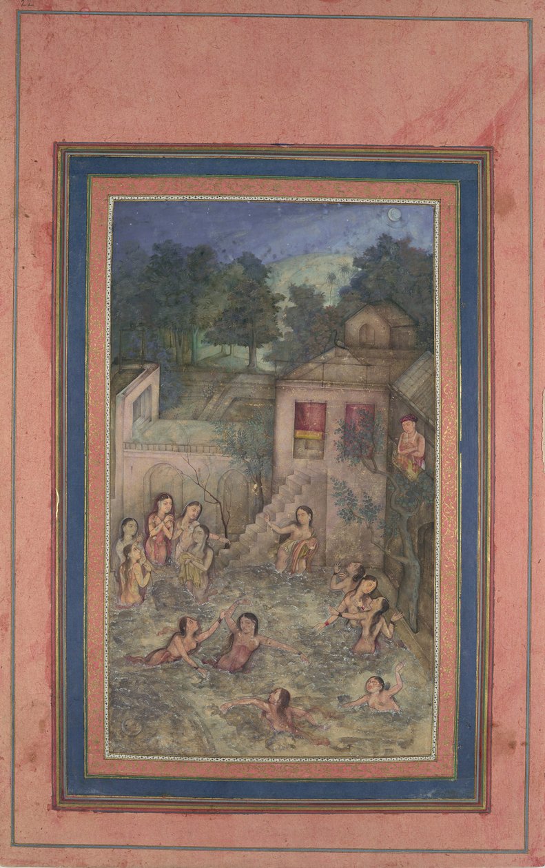Mujeres bañándose a la luz de la luna, folio del álbum Davis, siglo XVIII de Unbekannt