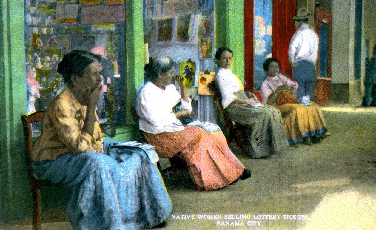 Mujeres vendiendo boletos de lotería, Ciudad de Panamá, Panamá, c1920s de Unbekannt