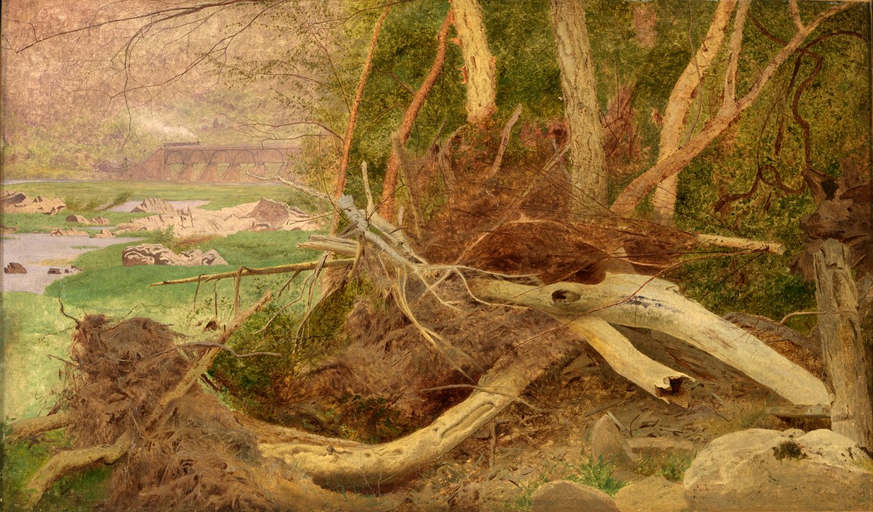 Paisaje boscoso con puente, ca. 1860-1870 de Unbekannt
