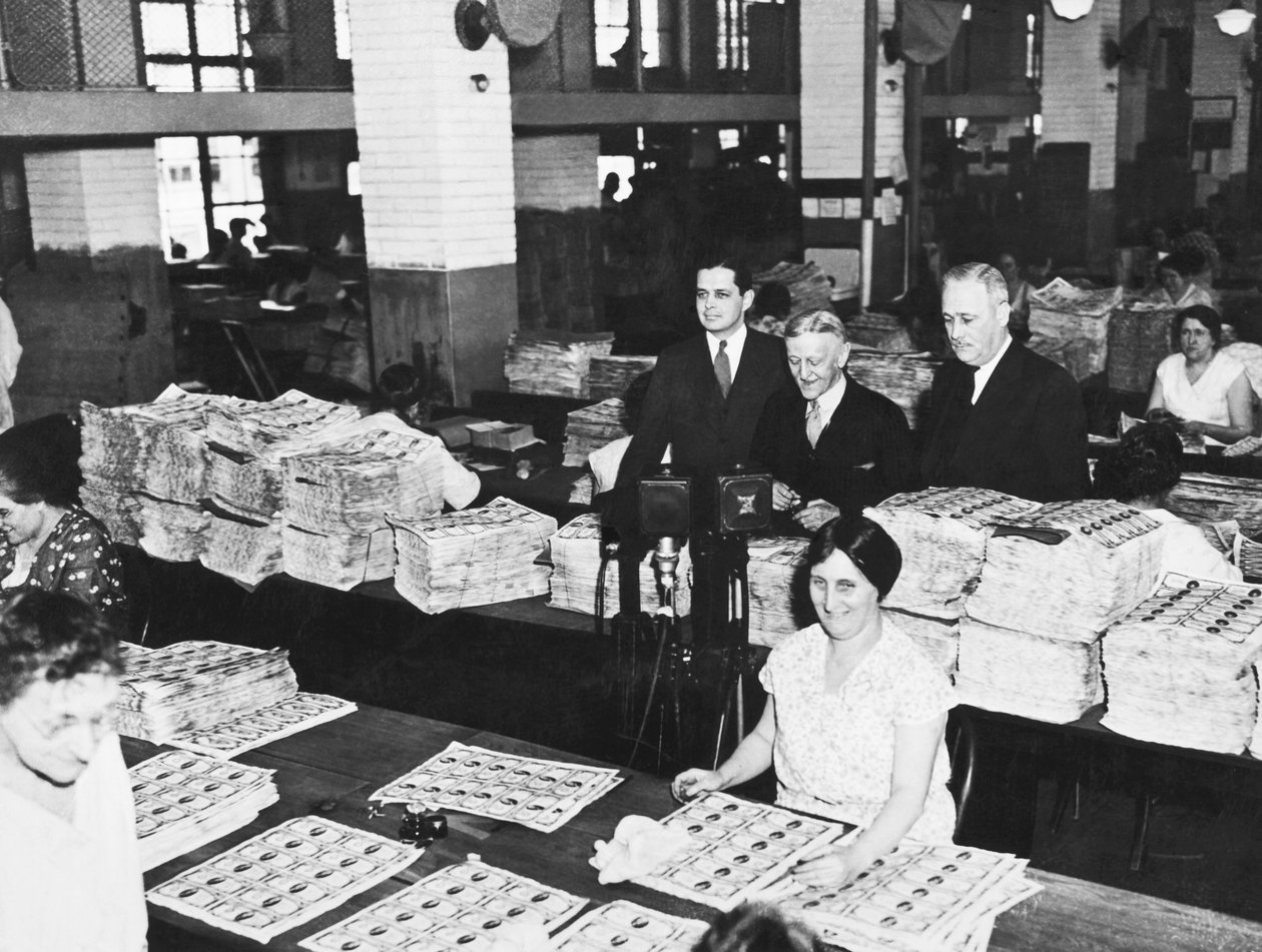 Trabajadores haciendo dinero, Washington, D.C., c.1929 de Unbekannt