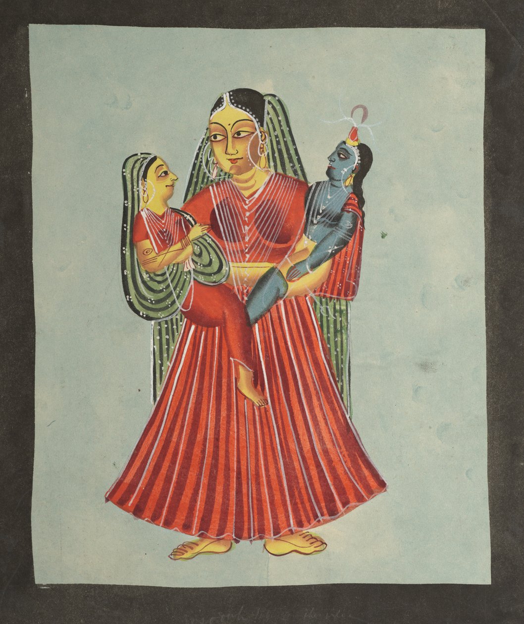 Yasoda sosteniendo a Krishna y Radha, 1800s de Unbekannt