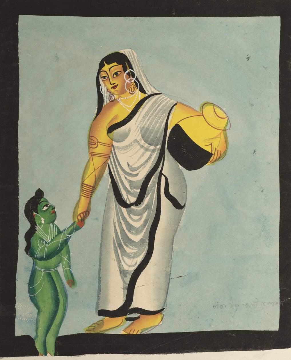Yasoda llevando al infante Krishna a dar un paseo, 1800s de Unbekannt
