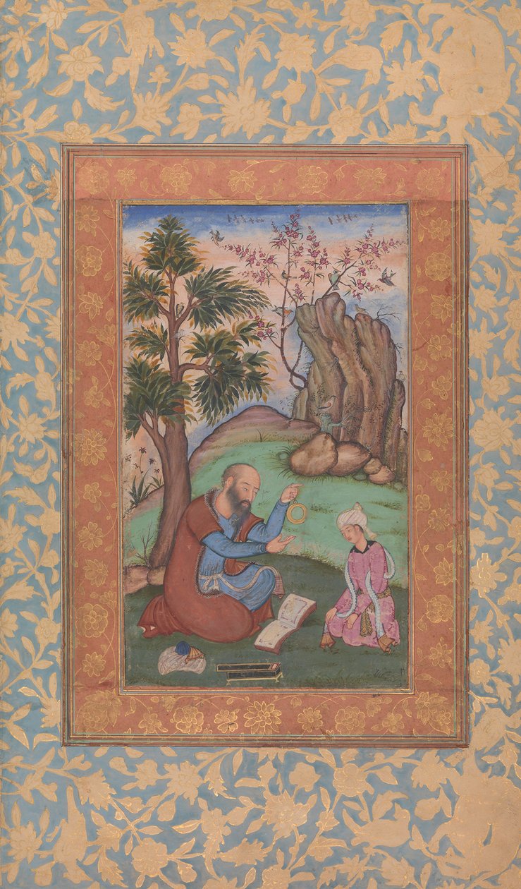 Joven príncipe y mentor sentados en el paisaje, ca. 1600 de Unbekannt