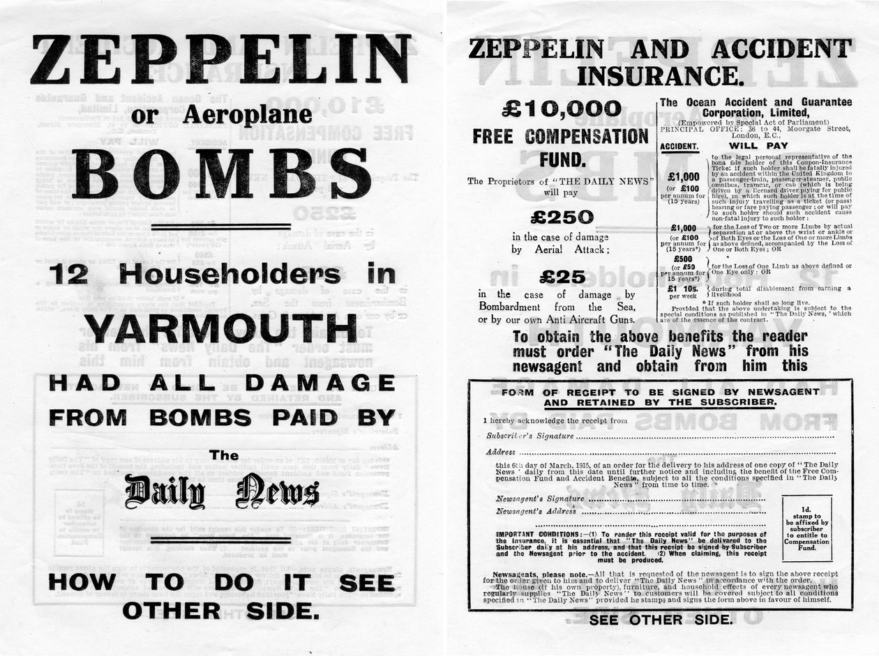 Publicidad de seguro contra accidentes y zepelín, 1910 de Unbekannt