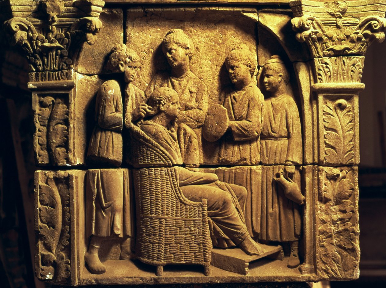 Bajorrelieve de un peluquero, romano, c. siglo II de Unbekannt Unbekannt
