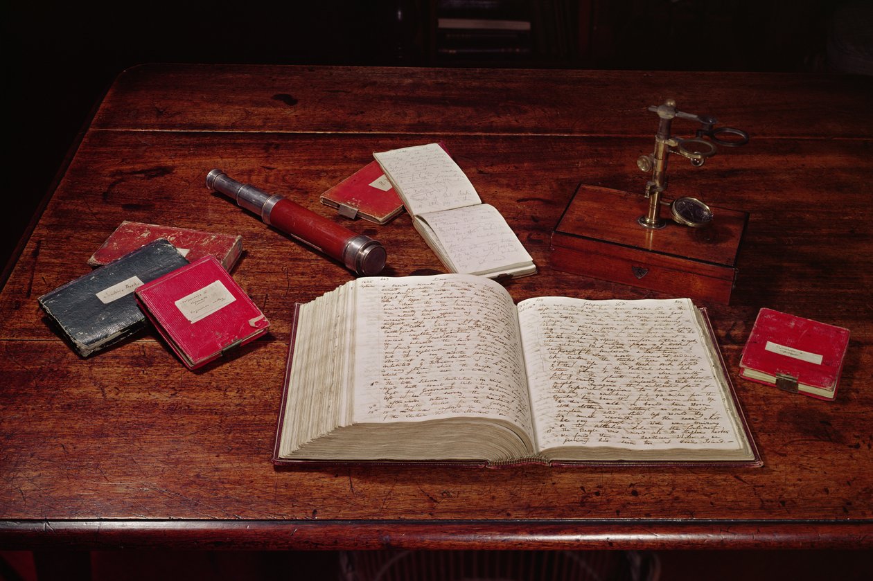 Libros en el escritorio de Charles Darwin de Unbekannt Unbekannt