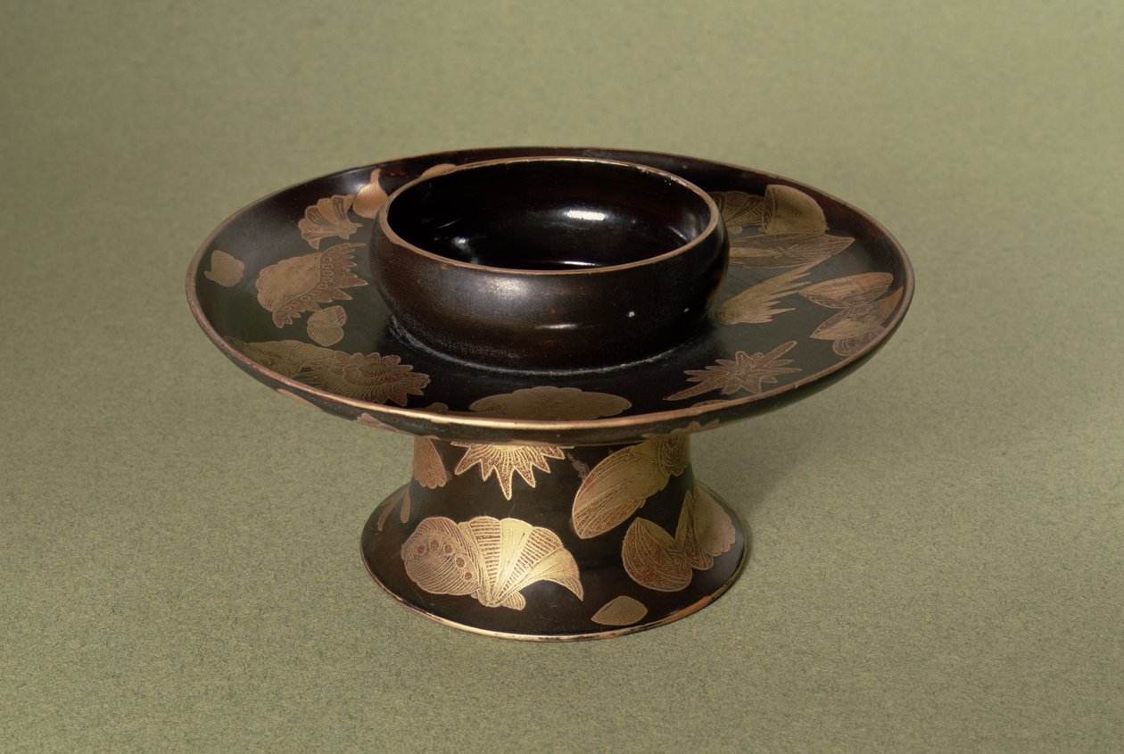 Soporte para taza con decoración Nashiji, japonés, siglo XIX de Unbekannt Unbekannt