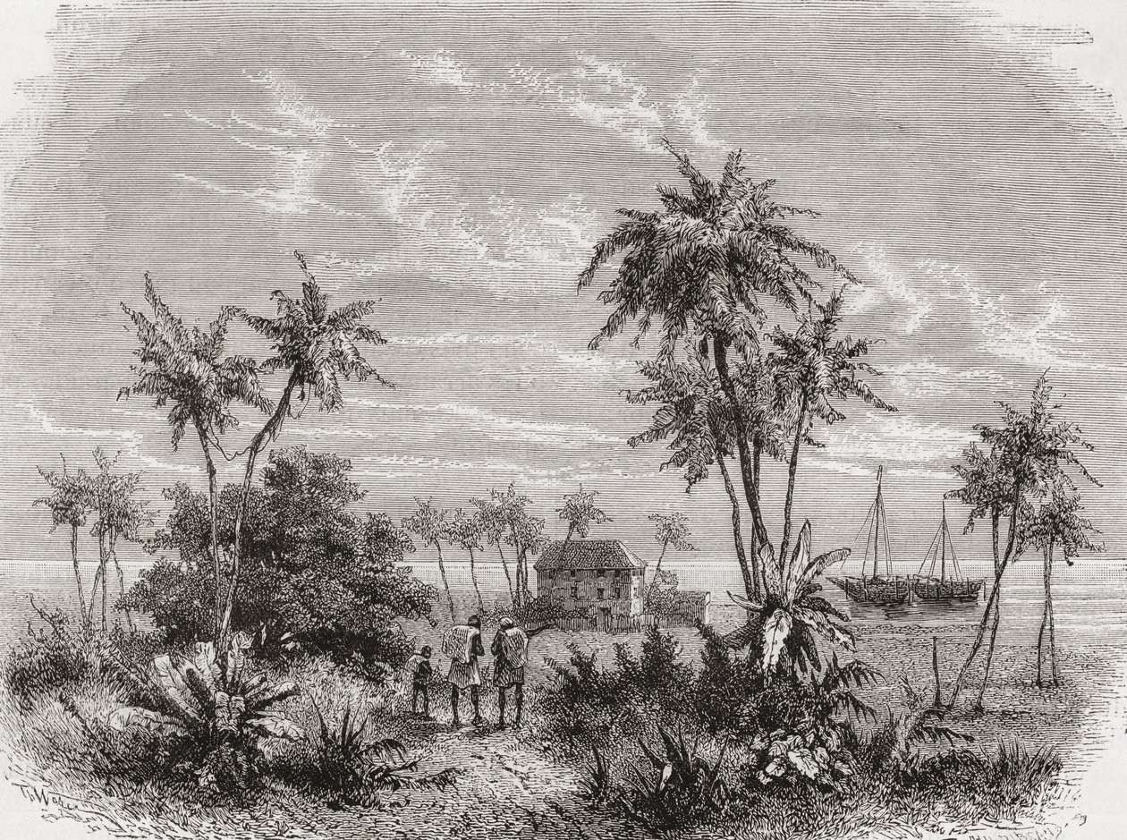 Casa de David Livingstone en Zanzíbar, Túnez, África Oriental, ilustración de 