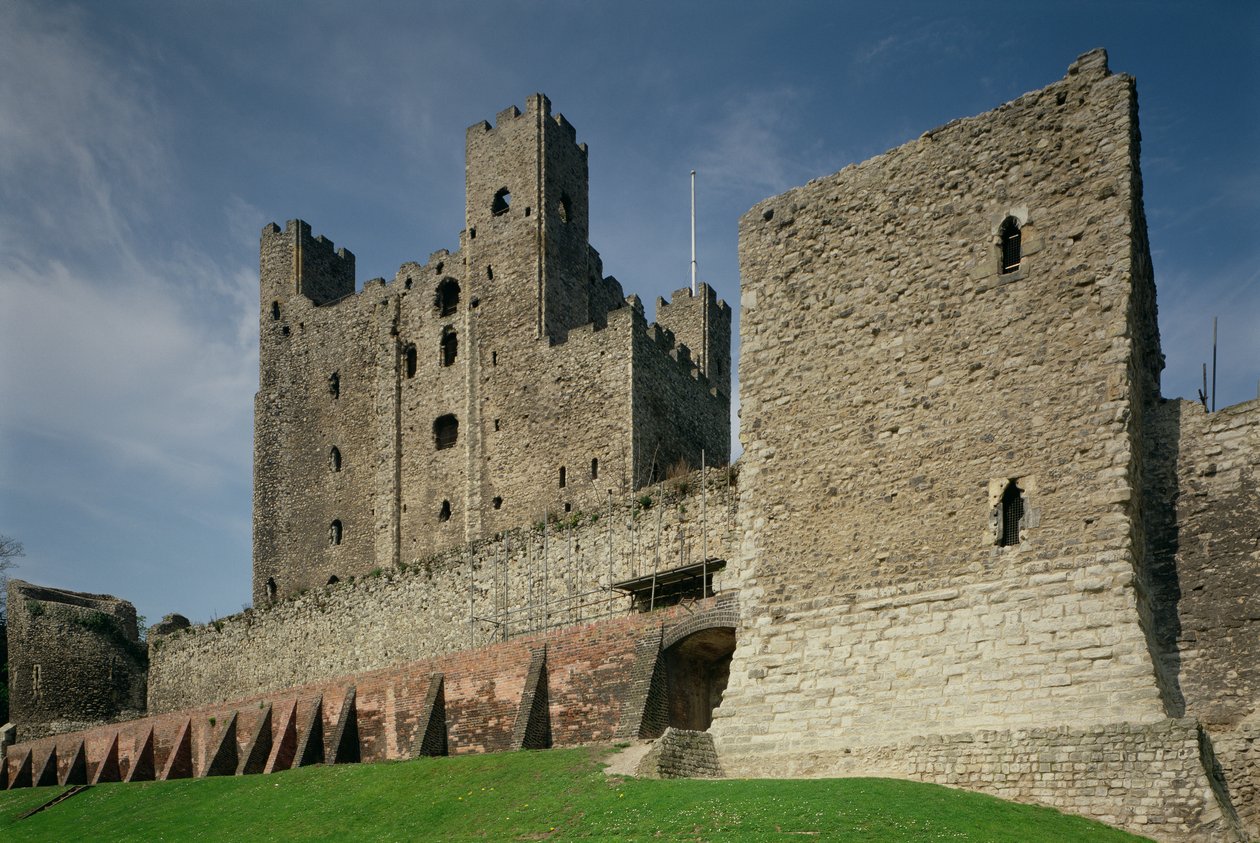 Vista exterior, Castillo de Rochester, Kent de Unbekannt Unbekannt