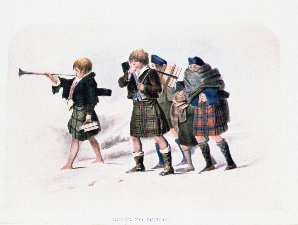 Yendo a la escuela por R.R. McIan (litografía coloreada) de Unbekannt Unbekannt