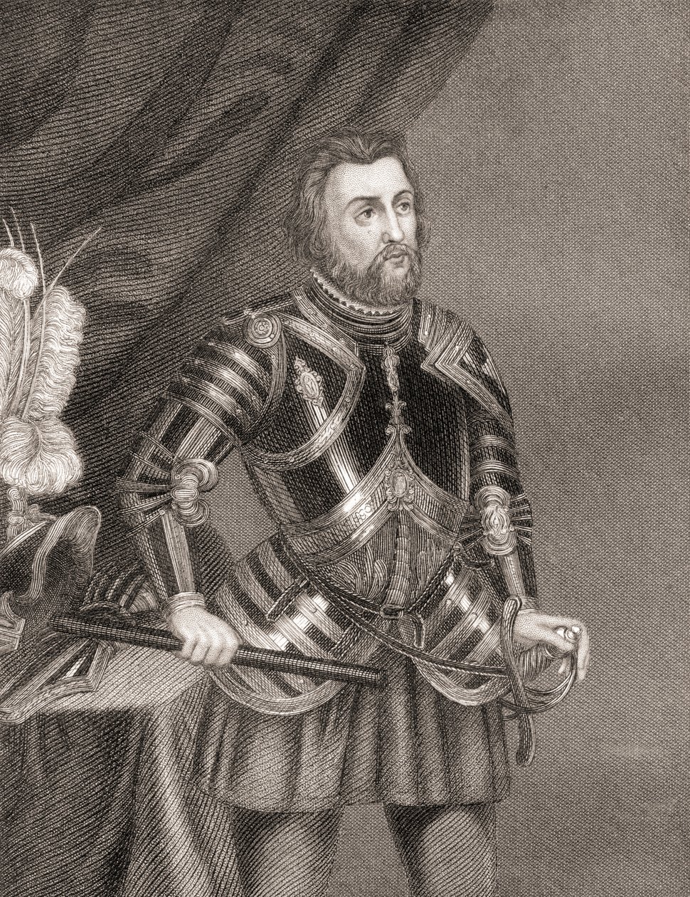 Hernán Cortés de Monroy y Pizarro, de Historia de la Conquista de México, publicado en 1850 de Unbekannt Unbekannt