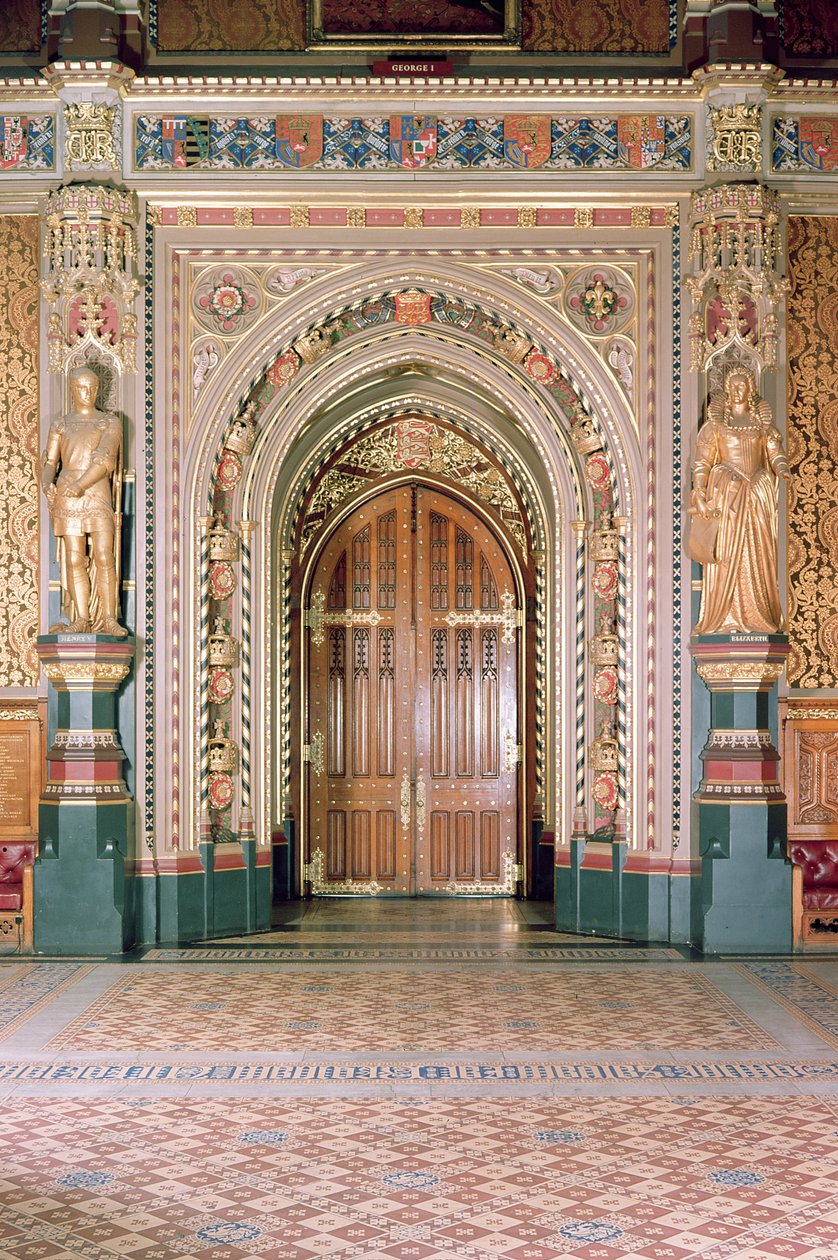 Casas del Parlamento, Entrada a la Sala de Vestir, Galería Real, c.1841, Sir Charles Barry, (1795-1860) & Augustus Pugin, (1812-52) Westminster, Londres, Reino Unido de Unbekannt Unbekannt