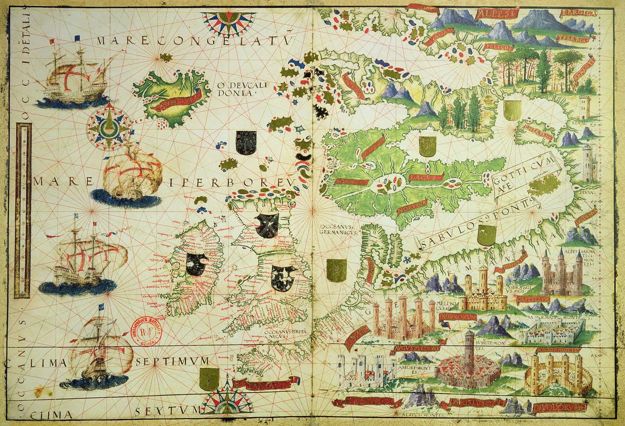 Mapa de Europa, de una reproducción del 