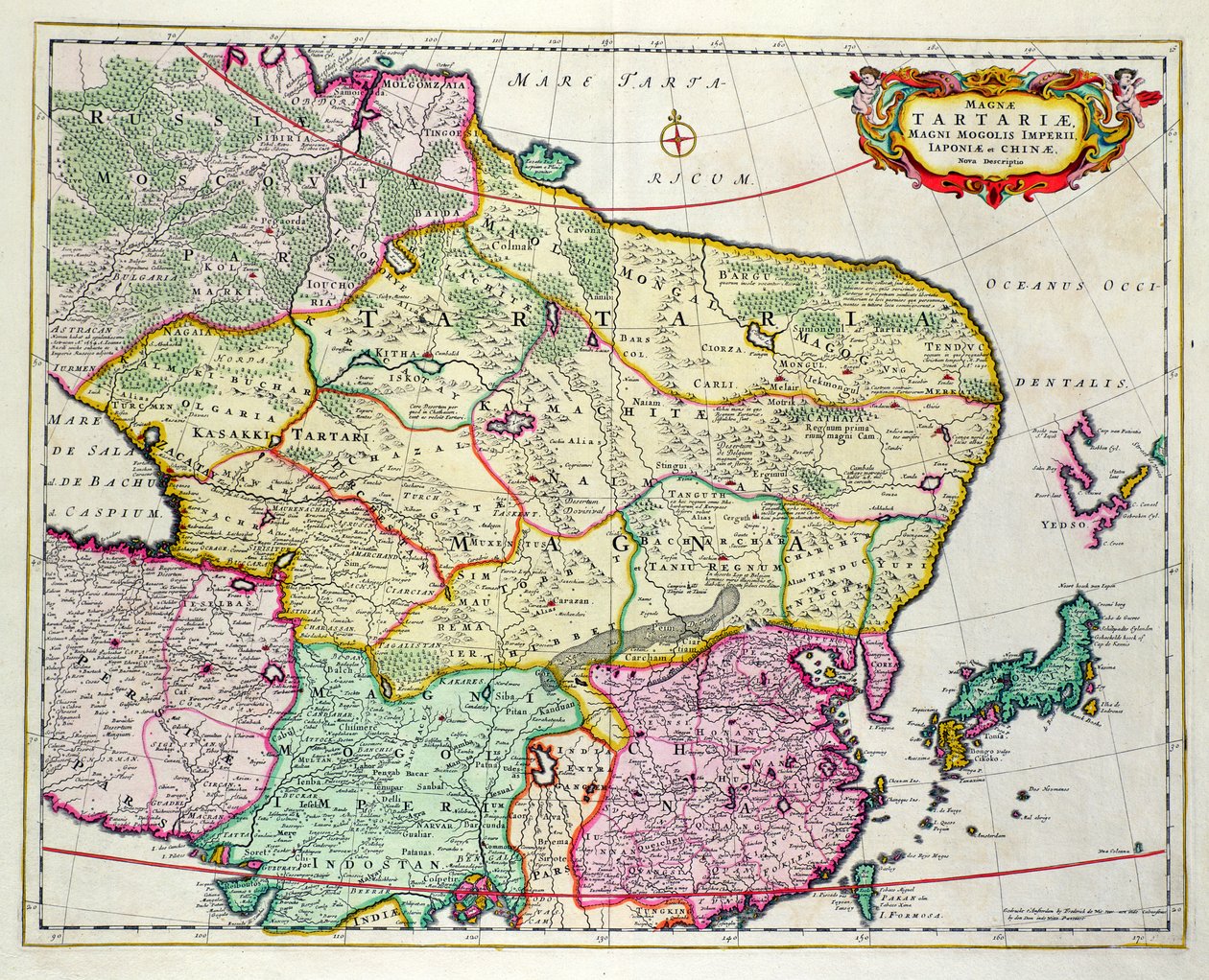 Mapa de Mongolia mostrando Japón y China, c.1680 de Unbekannt Unbekannt
