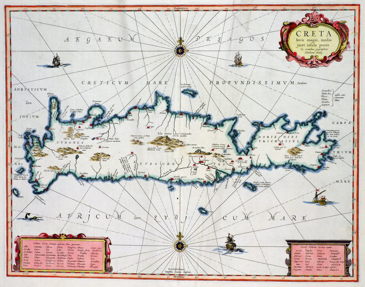 Mapa que muestra la Isla de Creta, c.1570, por Abraham Ortelius (1527-98) de Unbekannt Unbekannt